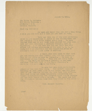 Letter from Laurence L. Doggett to James S. Summers (August 7, 1918)
