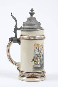 A pottery stein with 4F symbol and bust of Father Jahn