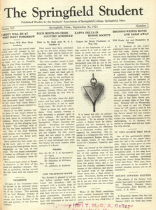 The Springfield Student (vol. 12, no. 2), September 30, 1921