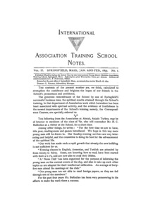 The International Association Training School Notes (vol. 2 no. 1), January and February, 1893
