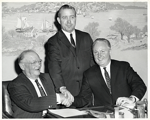 Mayor John F. Collins with two unidentified men