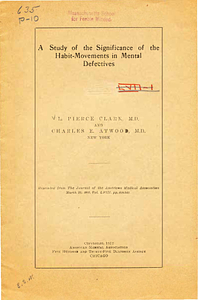 A study of the significance of the habit-movements in mental defectives