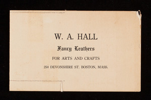 Samples of leathers for bookbinding, W.A. Hall & Son, fancy leathers for arts and crafts, 250 Devonshire Street, Boston, Mass.