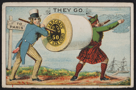 Trade card for J. & P. Coats' Best Six Cord Thread 50, location unknown, 1879