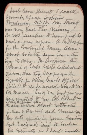 Thomas Lincoln Casey Notebook, September 1889-November 1889, 47, bad sore throat I could