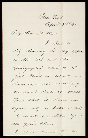 Thomas Lincoln Casey, Jr. to Emma Weir Casey, April 7, 1894