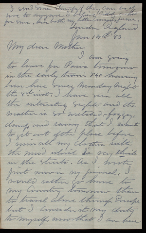 Thomas Lincoln Casey, Jr. to Emma Weir Casey, January 14, 1883