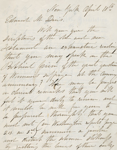 Letter from Elizabeth Cady Stanton to Edward M. Davis, 10 April [1869]