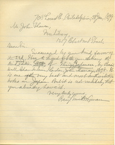 Letter from Benjamin Smith Lyman to John Thomson