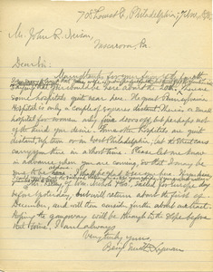 Letter from Benjamin Smith Lyman to John R. Neison