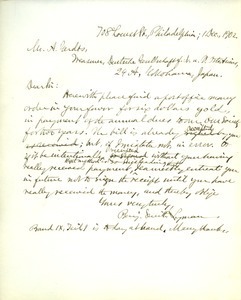 Letter from Benjamin Smith Lyman to A. Gerdts