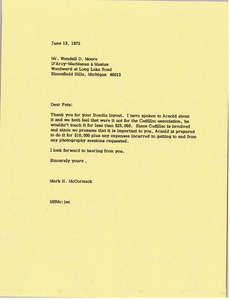 Letter from Mark H. McCormack to Wendell D. Moore