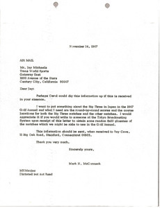 Letter from Mark H. McCormack to Jay Michaels
