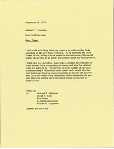 Memorandum from Mark H. McCormack to Alastair J. Johnston