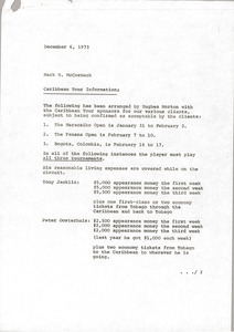 Memorandum from Mark H. McCormack concerning the Caribbean tour