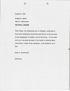 Memorandum from Mark H. McCormack to Richard R. Alford