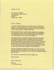 Letter from Mark H. McCormack to Harmon G. Williams