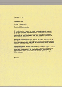 Memorandum from Arthur J. Lafave to Cleveland staff