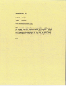 Memorandum from Judith A. Chilcote to Barbara J. Kernc