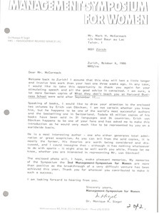 Letter from Monique R. Siegel to Mark H. McCormack