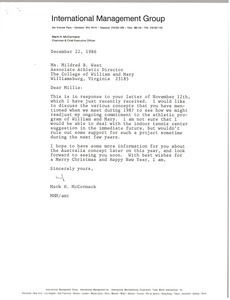 Letter from Mark H. McCormack to Mildred B. West