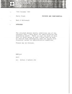 Memorandum from Mark H. McCormack to Barry Frank