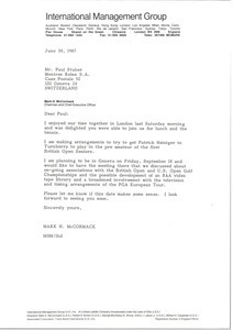 Letter from Mark H. McCormack to Paul Stuber