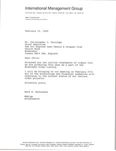 Letter from Mark H. McCormack to Christopher J. Gorringe