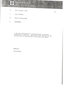 Memorandum from Mark H. McCoramck to John Webber