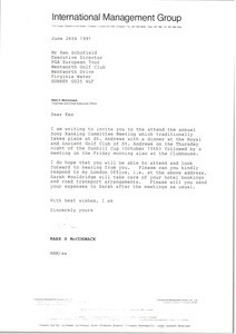 Letter from Mark H. McCormack to Ken Schofield