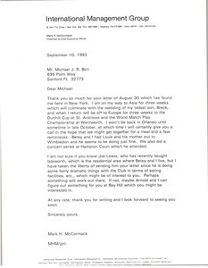 Letter from Mark H. McCormack to Michael J. R. Birri