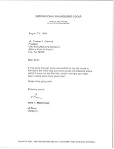 Letter from Mark H. McCormack to Chester F. Giermak