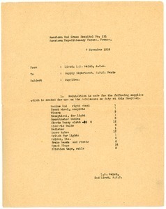Letter from Lloyd E. Walsh to American Red Cross Supply Department
