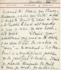 Letter from Eleanor T. C. Foote to Caleb Foote