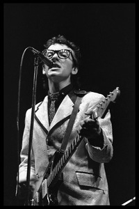 Elvis Costello and the Attractions in concert: Costello on guitar and vocals
