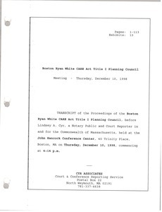 Boston Ryan White CARE act title I planning council meeting