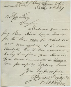 Letter from Raymond Wesley and Co. to Joseph Lyman