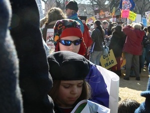 Child among the protesters on the National Mall, marching against the War in Iraq
