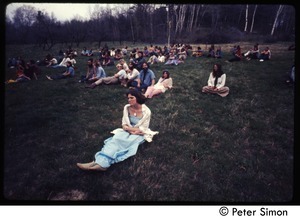 Celebrants lounging on the grass, Tree Frog Farm commune