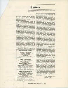 Letter in Psychiatric News by Dr. A. E. Bennett