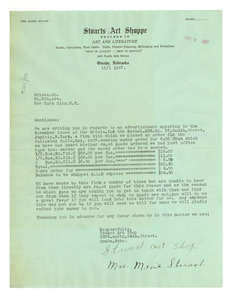 Letter from Stuarts Art Shoppe to The Crisis