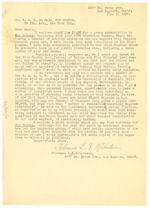 Letter from Florence L. K. Robertson to W. E. B. Du Bois