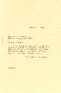 Letter from W. E. B. Du Bois to Esther Williams