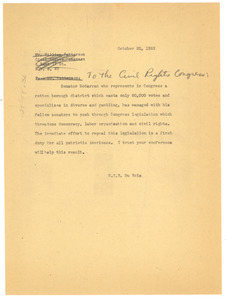 Letter from W. E. B. Du Bois to Civil Rights Congress
