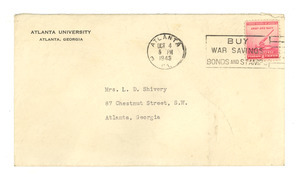 Envelope from W. E. B. Du Bois to Louie Shivery