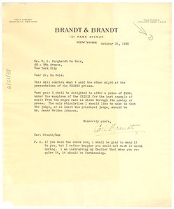 Letter from Carl Brandt to W. E. B. Du Bois