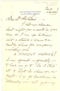 Letter from Isabel Eaton to W. E. B. Du Bois [fragment]