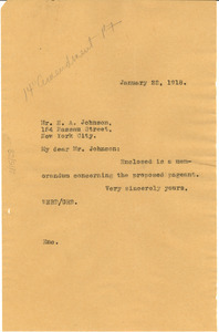 Letter from W. E. B. Du Bois to Edward A. Johnson