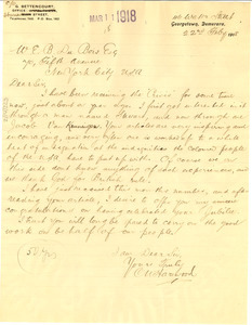 Letter from C. U. Harewood to W. E. B. Du Bois