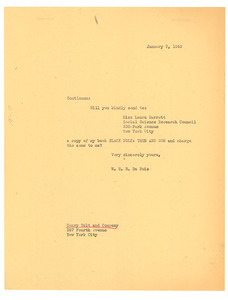 Letter from W. E. B. Du Bois to Henry Holt and Company